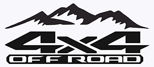 Image of 2 x Matte Black 4x4 Off Road Mountains Bedside Vinyl Decals Fits New Dodge Ram 1500 2500 3500 Power Wagon