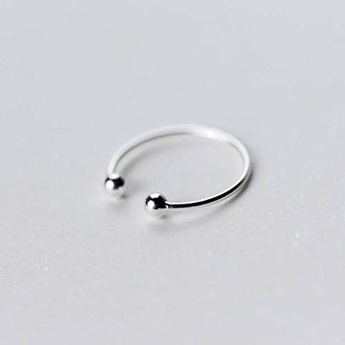 PRETTYLE Anillo de Plata S925, Anillo Abierto de Bola de Cuentas de Luz Simple Femenina, Anillo de Cola de Moda para Niñosanillo de plata s925, Apertura regulable