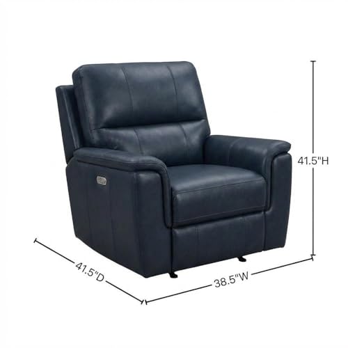 Sillón reclinable cuero azul con respaldo eléctrico miniatura 2