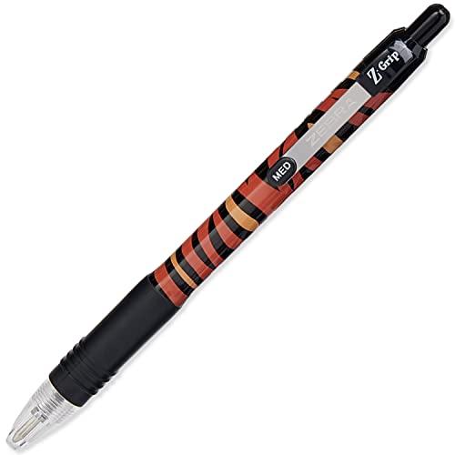 Zebra Z-Grip Pen Funky - Animal Pattern Novelty Retractable Ballpoint Pens - Black Ink - In Envelope Gift Packaging - 8 Pack (Tiger) - Image 4
