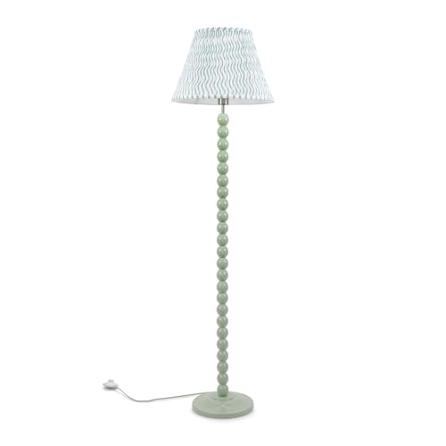 ValueLights | Sage Green Bobbin Stem Standing Floor Lamp with Green Arrow Pleated Shade | Floor Lamps & Torchieres, Home Décor & Improvement Essential