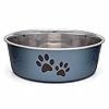 Loving Pets Bella Dog Bowls- Stainless Steel Dog & Cat Bowls – Spill Proof Dog Food Bowl, Cat Bowl, Puppy Essentials & Pet Supplies Great for Home & Travel (Medium 20-25 lbs, Blueberry)