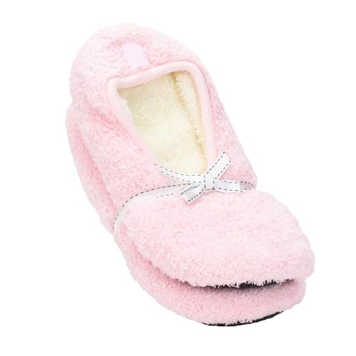 Crescent Sock Company 720073 Sorbet Berry Pink Fluffy Polyester Blend Women's Slipper Sock for Warmth and Lounging at Home Pack of 2, Large2