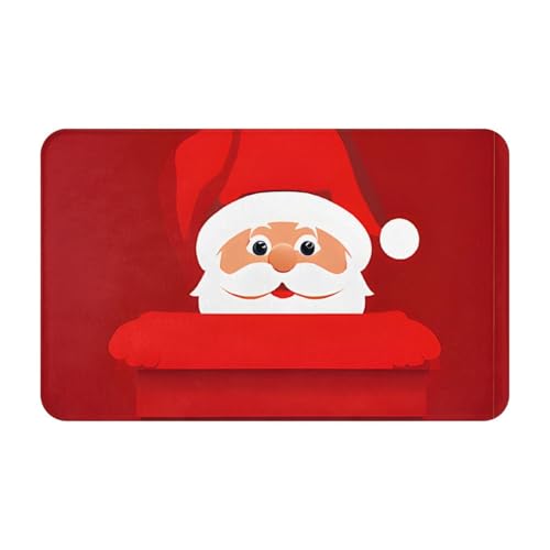 Cute Santa Claus Print Print Living Room Bathroom Kitchen Anti Slip and Absorbent Carpet, Indoor Entrance Door Muddy Floor Mat, Ultra Soft Washable Carpet 21x31.5 Inches