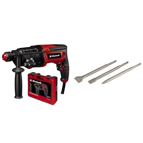 Einhell Martillo perforador TC-RH 800 4F(800 W, 2,6 julios, taladrar con percutor+ cincelar con/sin fijación, mecanismo de impacto neumático, SDS-Plus,funcionamiento continuo) + Set de cinceles SDS