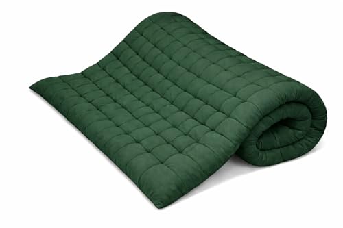 Image of ATOOTFUSION Soft Cotton Quilt | Foldable Light Weight Filled Single Firm Cotton Quilt Mattress| Gadda (Solid Coloured, 2 Sleeping Capacity, 5 x 6 ft or 72 x 60 Inches Queen) (Bottle Green)