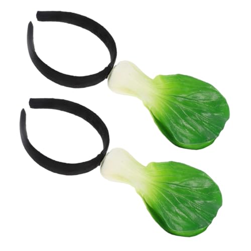 2個 野菜カチューシャ 感謝祭のヘッドボッパー パーティーヘアフープ 野菜ヘッドバンド 面白い祭りのヘッドバンド 大人コスプレカチューシャ 面白い野菜のかぶりもの Green 樹脂 BIUDECO