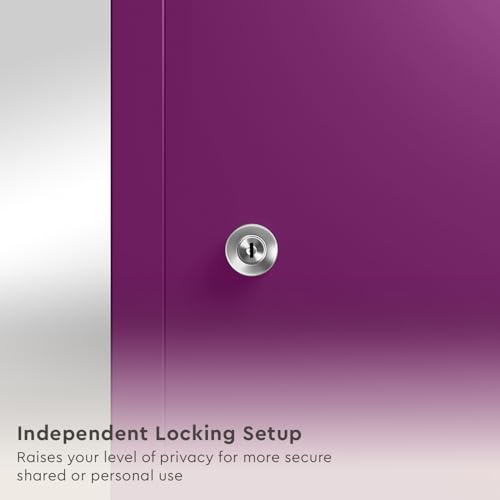 Image of Interio by Godrej Axl 3-Door Steel Almirah with Mirror (Textured Mulberry), 1-Year Warranty, 1 Locker, 10 Shelves