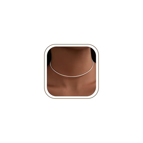 GoldGifts Silver Choker Necklace for Women, Dainty Minimalist Simple Thin Lightweight Collar Choker, Stainless Steel Hypoallergenic Fashion Trendy Necklace, Open Cuff Bangle Jewelry