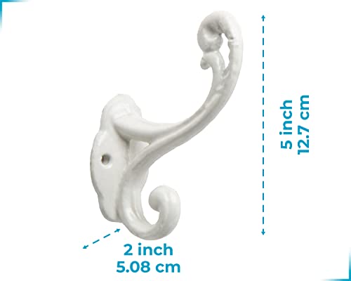Decorative Rustic Wall Hooks – Shabby Chic Set Of 4 Wall Mounted Hooks For Coats, Bags, Towels And More – Vintage Hooks For Farmhouse Décor - Sturdy, Cast Iron Hooks In Rustic White Color #TOP7