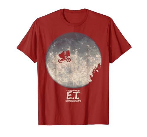 E.T. Infamous Flying Bike Scene Silhouette Logo T-Shirt, Men, Cranberry Red, X-Large
