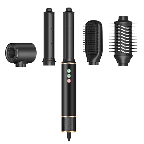 TANSHINE 5 in 1 Professional Hair Dryer Brush & Multi-Styler with 110,000 RPM,Ionic Powerful Blow Dryer Brush for Curling,Straightening,Volumizing,Fast Drying,Auto Wrap Curls Hot Air Styler,Black