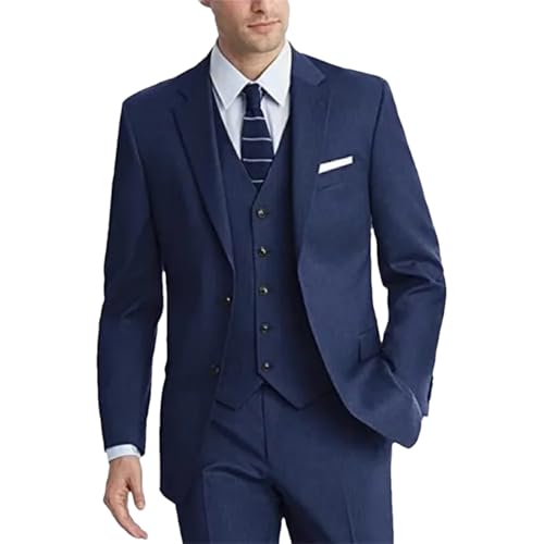 Costume homme bleu marine slim 3 pièces avec blazer business et gilet élégant taille S pour mariage