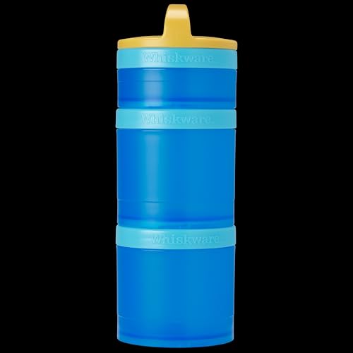 Whiskware Stackable Snack Containers for Kids and Toddlers 3 Stackable Snack Cups for School and Travel Blue