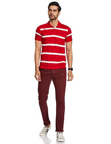 Image of Cazibe Men's Striped Regular fit T-Shirt (CZ9003 Red L)