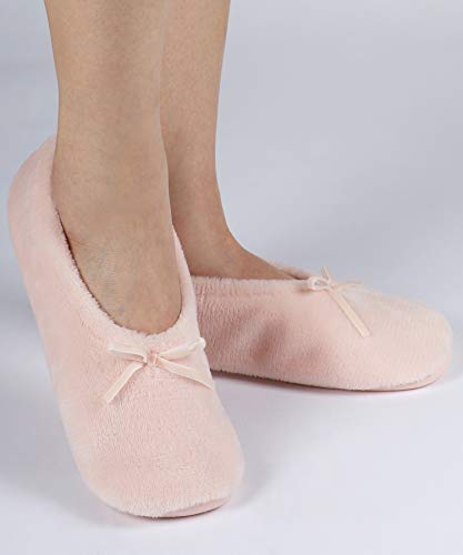 Image of Panda Bros 2 Pairs Women's Ballerina House Slippers, Anti-Skid Comfy Warm Ballet Style Slippers