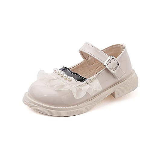 Fashion Spring Summer Children Casual Shoes Girls Leather Shoes Dress Shoes Comfortable Pearl Lace Hiking Boots Kids (White, 2-2.5 Years Toddler)3