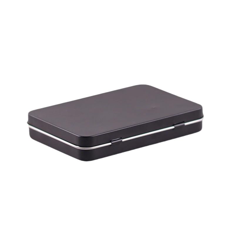 Globellapro 10.8 * 7.6 * 1.77cm Rectangular Tin Boxes Black Hinged Storage Tins Metal Empty Tins Containers Tweezers,Tools Small Items Storage Organizer