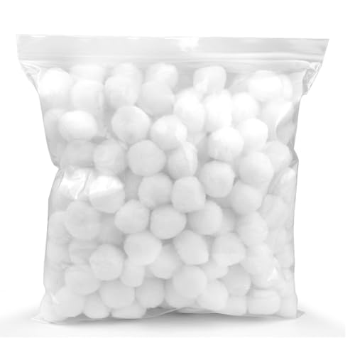 200 Pieces Pom Poms 1 Inch Craft Pom Poms Fuzzy Pompom Puff Balls for DIY Arts Crafts Projects Home Decorations (White-1)
