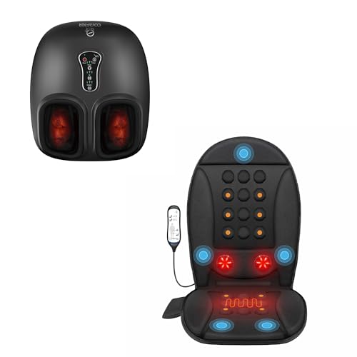 Masajeador Shiatsu para pies COMFIER con calor, vibración y compresión rodante; cojín masajeador para espalda con calor y vibración miniatura 1