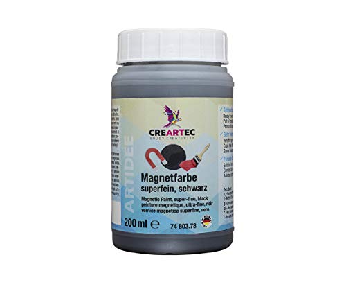 Artidee CREARTEC Magnetfarbe superfein in schwarz zum Gestalten einer Magnetwand - 200 ml - Made in Germany