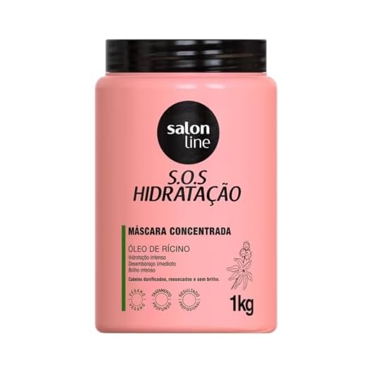 Salon Line, Máscara Capilar, SOS Hidratação, Óleo de Rícino, Vegana - Cabelos Todos os Tipos de Cabelos, 1 Kg