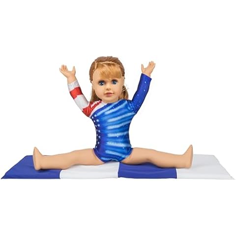 Olympics Gymnastics Competition Doll Clothes (2 Pc Set)- Athletic Uniform Includes Team USA Leotard & Mat- Handmade Outfit & Accessories- Compatible with 18" American Girl Doll- Xmas Gift for Girls Cover