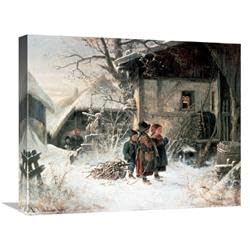 22 in. Children in The Snow Art Print - Bernhard Frohlich
