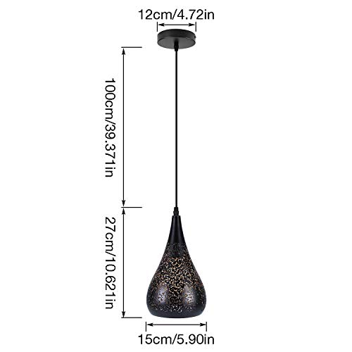 Lightess Industrie Modern Pendelleuchte Hängelampe Hängeleuchte Vintage Schwarz Stilvolle Deckenleuchte E27 Hohl Metall… – Bild 4