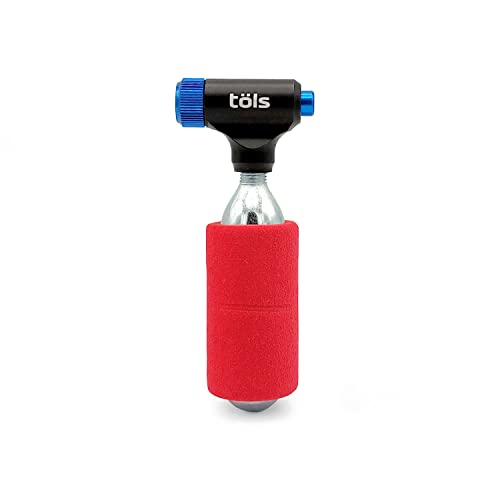 TÖLS Kit Inflador CO2 con 1 Cartucho CO2 de 16 g | Compatible con Valvula Presta y Schrader | Accesorios MTB | Inflador Portátil con Mini Bomba CO2 para Bicicleta Carretera y Bici Montaña