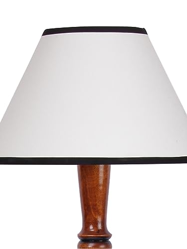 AMDHOME White & Black Cotton conical Wooden Floor lamp -60
