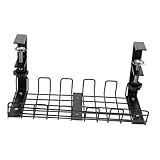 Hemobllo Organizador de Cables de Hierro Duradero para Oficina bajo Escritorio Bandeja Multifuncional para Gestión y Almacenamiento Seguro de Cables y Cargadores Compacto