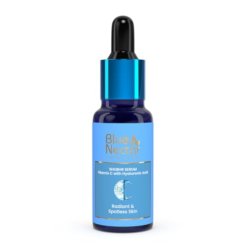 Blue Nectar Ayurvedic Vitamin C Face Serum for Dark Spot Correction and Glowing Skin | 100% Natural Hyaluronic Acid Serum with Stable Vitamin C (9 Herbs, 30 ml)