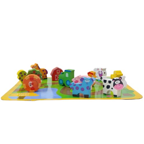 Brinquedo Educativo de Madeira Labirinto Fazenda Animal