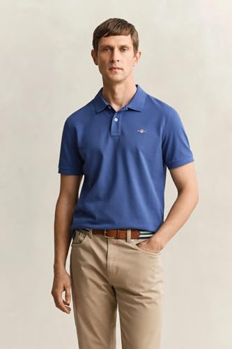 GANT REG Shield SS Pique Polo, Vintage Blue, S Homme