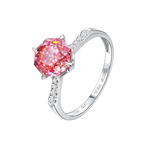 CRITI RORA 2 Carat Pink Diamonds Halo Engagement Rings for Women,14K White Gold Diamonds Ring IGI Certificate D-E Color VS1-VS2 Clarity (2 carat, 8)