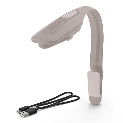 Energizer Flex-R LED Rechargeable Book Light for Reading in Bed, Reading Light with Warm LED Color, Long-Lasting and Lightweight, Tan