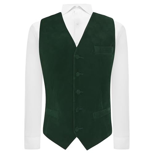 Gilet en velours vert foncé King & Priory pour homme élégant
