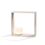 Lampe de table en bois massif de frêne, collection Gaku, version sans fil, 35 x 35 x 12 cm, blanc (référence : F2520009)