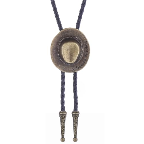 Image of Cowboy Bolo Tie for Men, Vintage Cow Skull Bolo Tie Necklace Native American Necktie for Men Women