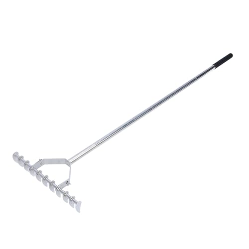 UEGFSIJRF 11 Tines Garden Rake Stainless Steel Adjustable Handle Soil Cultivator Tool Leveling Lawn Gardening Multitask Stainless Steel