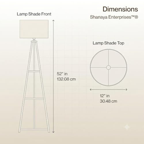 Image of Wooden Tripod Floor Lamp with 3 Shelves Modern Standing Lamp with Fabric Shade Decorative Shelf Floor Lamp for Living Room Bedroom & Home Decor Modern Standing Lamp for Living Room,Bedroom (Red)
