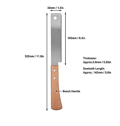 Oumefar 12 Inch Small Hand Saw, Japanese Flush Cut Saw Woodworking Hand Saw Wooden Straight Handle Single Edge Pull Saw Trim Tool For Household Carpentry #TOP1