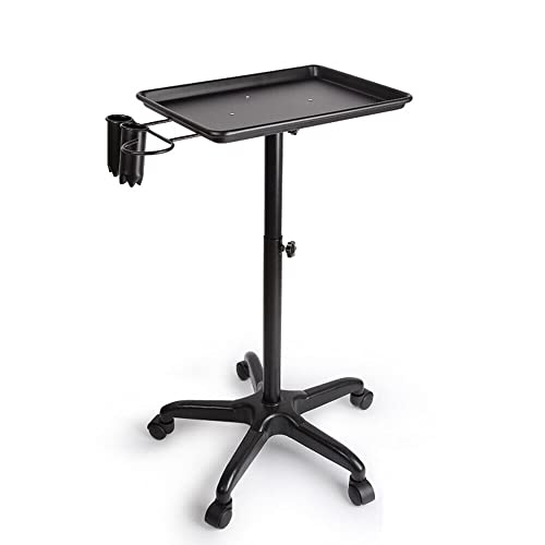 Carrito de trabajo de peluquería, carrito de peluquería, carrito de peluquería, altura ajustable, carrito de aluminio con rueda de desplazamiento, soporte para herramientas de salón de belleza