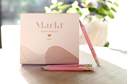 Markt Mini Heart Pencils For Bridal Shower Games & Wedding Favors, Small Pink Pencils With Gold Foil For Baby Shower Prizes Or Gifts For Guests, Pre Sharpened Golf Pencils With Erasers (30 Pack) #TOP6