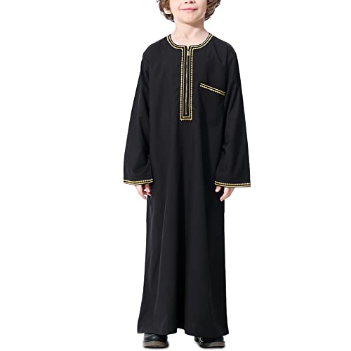 Manches longues enfant abaya kaftan bicolore contrasté de haute qualité