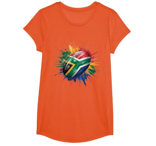 South Africa Rugby Flag Rugby bokke Men Women Kids Girls T-Shirt, Girls, Orange, Medium