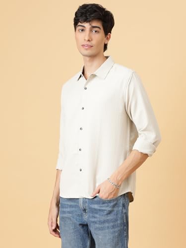 Image of KOTTY Men's Textured Casual Shirt - Long Sleeve||Button-Down Collar||Classic Fit