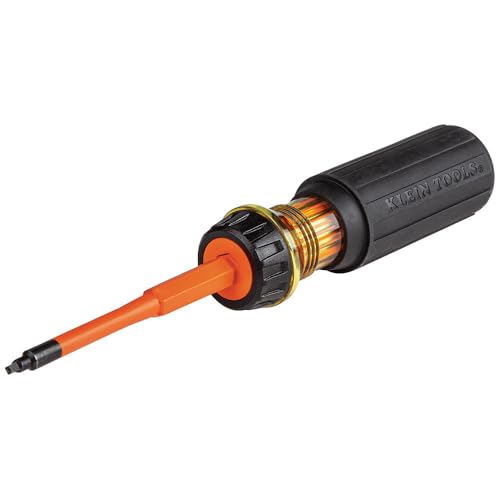 Klein Tools 32287 Insulated Screwdriver, 2-in-1 Screwdriver Set with Flip Blade, #1 and #2 Square Tips, Double-Ended Blades by KLEIN TOOLS - Used condition - US$18.44