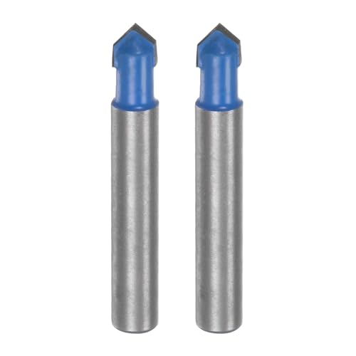 QUARKZMAN 2pz Fresa per Router 0,2 Dia 1/4 Attacco 90 Gradi Fresa a Candele Tipo V in Carburo per Lavorazione Legno Falegnameria Incisione Bordi Rifilatore Cutter Strumenti